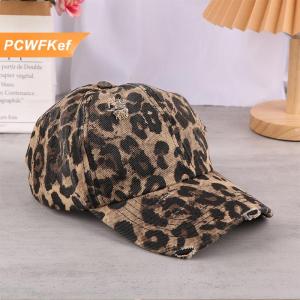 【PCWFKef】 New Leopard in cổ điển rửa bông Mũ bóng chày phụ nữ hip hop đuôi ngựa thể thao ngoài trời phụ kiện
