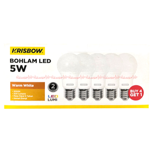Krisbow Led Bulb 5watt 5pcs Cool Daylight Warm White 5w Lumi Bola Lampu Garansi 2tahun Hemat Energi Bohlam Bolam Kris
