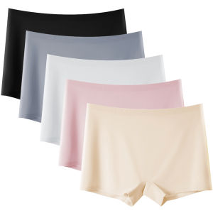 Senexin 5 chiếc quần lót eo vừa nữ Lụa băng quần boxer liền mạch đồ lót bảo hộ thoáng khí quần đùi nữ M-XL