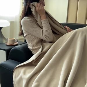 Alpaca Wool Blanket Thickened Office Nap Blanket Small Blanket Coral Fleece Sofa Shawl Throw Blanket for Bed Use