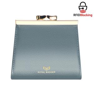 (Local Dlivery) Royal Bagger ที่ใส่บัตรเครดิต RFID ล็อคสำหรับผู้หญิงกระเป๋าสตางค์แบบสั้นสำหรับผู้หญิงหนังวัวแท้แฟชั่นกระเป๋าใส่เหรียญแนววินเทจ3242
