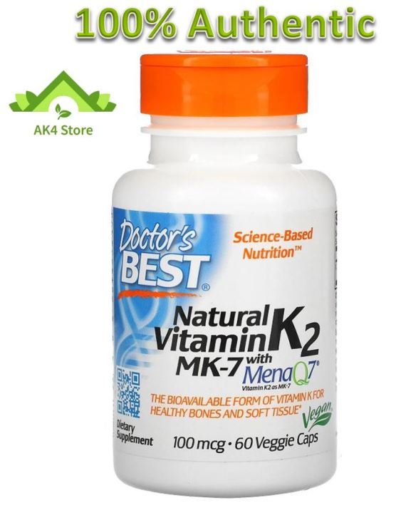 Natural Vitamin K2 MK7 with MenaQ7 100 mcg 60 Veggie Capsules, Doctor