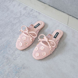 Dianable - Kansa Flat Mules Wanita (Black - Maroon - Pink - Off White)