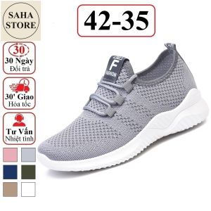Giày thể thao nữ SAHA253 bigsize 42 41 40 chạy bộ chất vải thoáng khí êm chân sneaker màu hồng đen xám trắng đế thấp