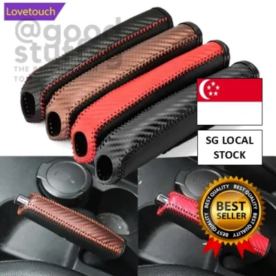 [SG 🚚] Universal Car PU Leather Gears Handbrake Cover Shift Lever Cover Collars Handbrake Cover Hand Brake Cover Anti