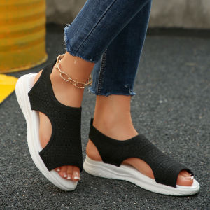 [Free Shipping] Japanese And Korean Style  Slip-On Sandals For Women Lightweight Platform Sandals With Open Toes And A Back Opening Versatile And Casual WomenS Shoes