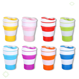 Gelas Lipat Silikon Tahan Panas 400ml Bahan Silikon BPA FREE untuk Traveling Glass Travel Perlengkapan Haiking Food Grade