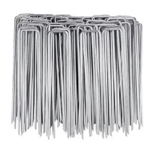 ZSDN MALL 100Pcs Thép Cọc đất hình chữ U Không bị cong Chống gỉ Đinh ghim cỏ vườn hình chữ U Chất lượng cao Đa năng Đinh đất Cỏ nhân tạo