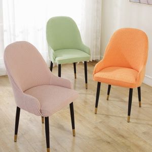 UTOPUS High-elastic Dining Chair Cover Curved Anti-slip Stool Slipcover Simple Soft Backrest Protector for Home Decoration