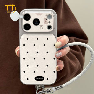 Tri-Town Luxury Lychee Leather Case For iPhone 17 16 15 11 12 13 14 Pro Max Hard Back Cover Skin Feel Casing with Phone Strap #EV66