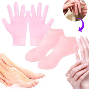 1 Pair Silicone Moisturizing Socks & Protective Gloves Offering Dry Cracked Feet Relief