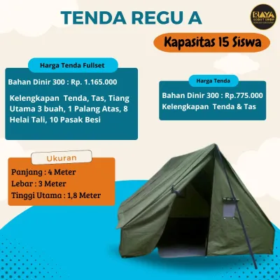 TENDA PRAMUKA REGU BUPERTA 3X4X1.8 BAHAN LION DINIR STANDAR TNI TEBAL Termurah