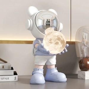 FFBH Astronaut Sculptures Creative Desk Figurines Elegant Modern Living Room Figurine Luxury Aesthetic Ornaments Home Decorations 5T9N4
