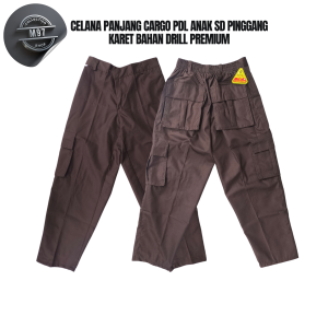 Celana Pramuka Panjang PDL SD PREMIUM - Celana Pramuka SD Kantong Banyak Kargo - Celana Pramuka PDL