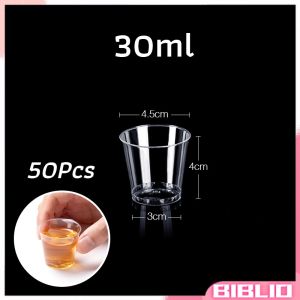 BibLio 50pcs Disposable Plastic Cup Transparent Household Meal Cup Wedding Cups 30ml 50ml