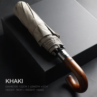 Parachase Big Sun Umbrella UV Protection Folding Windproof Umbrella Automatic Wooden Handle 122cm Large Golf Umbrella Business Style