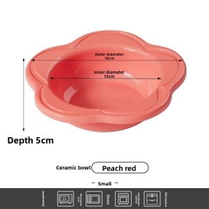 TRADER ไม่ลื่น ชามเซรามิกสำหรับแมว ความจุขนาดใหญ่ ดอกไม้ ชามอาหารสุนัข ทนทาน ทำความสะอาดง่าย ชามอาหารสัตว์เลี้ยงแบบสูง ให้อาหารสัตว์เลี้ยง