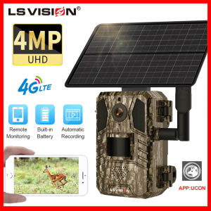 LS VISION Camera năng lượng mặt trời 4G 2K 4MP 4G máy quay đường đi cảnh báo thông minh đánh thức nhanh ứng dụng Ucon ngoài trời IP66 chống nước động vật hoang dã camera cctv PIR AI camera ghi hình tự động theo dõi di chuyển cho t