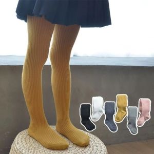 YUDESHUI 1-9 tuổi Quần tất cotton cho bé gái Mềm mại Màu sắc đồng nhất Tất trẻ em Dễ thương Trắng Đen Vớ đan Trang phục hàng ngày