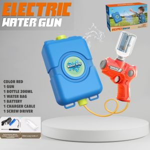 Electric Water Gun 2in1 Backpack Water Bag Shooting Led Light Kid Toys Boys Guns Mini Rechargeable Outdoor Pool Swimming