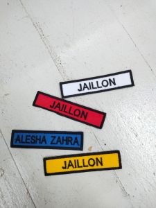 Name Tag Cotton Embroidery Sulam Nametag Sekolah Nama Tanda Custom School Jahit Tempah [1 SET 3 PCS]