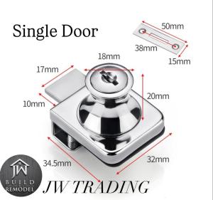 Cabinet Glass Door Lock with Universal Key Showcase Display (Single/Double Door) for 5mm to 8mm Glass Ikea Detolf Lock