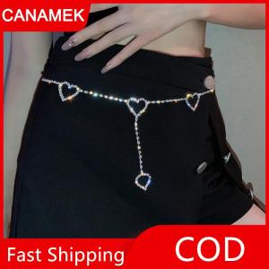 【CANAMEK】 Kim loại trái tim Chuỗi thắt lưng cho phụ nữ Dây thắt lưng cho ăn mặc Eo chuỗi thắt lưng Rhinestone tinh thể chuỗi bụng