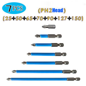 7Pcs Magnetic Anti-Slip Drill Bit - Magnetic PH2 Bits Set Hand Tools 25mm-150mm Anti Slip Electric Hex Shank Screwdriver Drill Bit