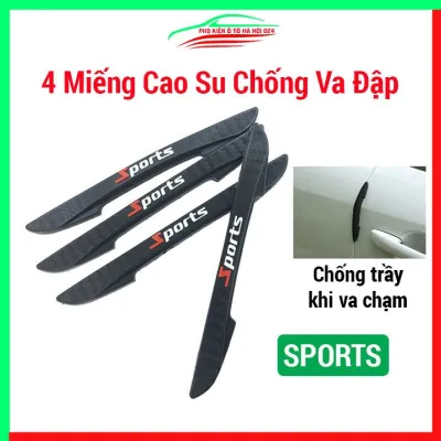 Bộ 4 miếng dán cao su chống trầy xước ô tô có logo chữ SPORTS chống va đập bảo vệ cửa xe hơi