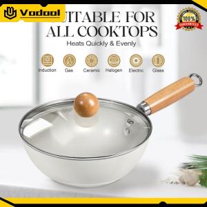 Ceramic Woks & Stir-Fry Pans with Cool-Touch Handle Round Flat Bottom Cookware for Induction Ceramic Electric and Gas Cooktops