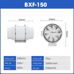 Quạt Thông Gió Hút Mùi Dẫn Gió Đường Ống 150-200-245mm Đa Năng Hiệu Suất Cao Dùng Cho Nhà Bếp Công Nghiệp Nhà Hàng Công Xưởng