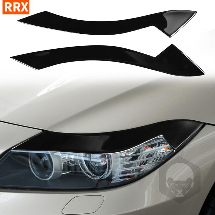 Car Front Headlight Eyebrow Eyelid Eyelash Cover Trim Piano Black For ...