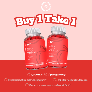 BOGO - 2 Bottles | TSF Apple Cider Vinegar Gummies 1000mg (60 Gummies Each) | ACV Supplement