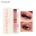 FOCALLURE Smooth Highly Pigmented easy to blend 10 Shades 4 Textures Palette With Dual-ended Brush & Mirror Eye Shadow Palette. 