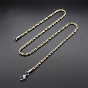 Kalung Titanium Original Gold Kombinasi Hitam Motif Tambang