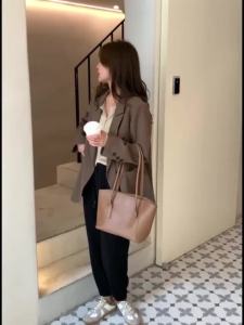 658₱ Blazer for women Korean blazer Premium Suit Coat Loose Slim Casual Coat Brown Womens Suit㏇X0411