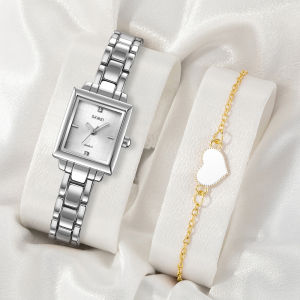 SKMEI 2024【Buy 1 Get Free Bracelet Gift】New Watch for Women Elegant Fashion Stainless Steel Waterproof Square Dial Ladies Quartz Watch 2315