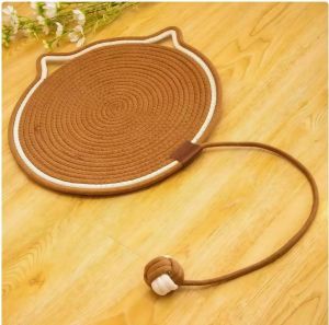Anti Scratch Cat Mat with Toy Ball Sisal Rattan Woven Pet Sleeping Mat Indoor Scratching Pad Claw Scratcher Carpet for Kittens and Cats Durable Design