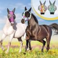 Frienda 4 Pieces Horse Fly Masks for Horses Horse Fly Mask with Ears Face Covering Elasticity Smooth and Comfortable Horse Mask with UV Protection(Large, Geometric). 