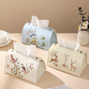 LUMINOU Printing Napkin Holder Chinese Style Dustproof Tissue Dispenser Elegant Waterproof Tissue Box for Home Office