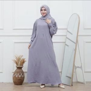 Gamis Delima Crinkle Airflow Sudah Termasuk Hijab Pashmina Pakaian Wanita Muslim Kekinian Size S M L XL XXL Dress Premium Adem Lembut Tidak Menerawang Iner Outer Outfit Terbaru Cantik Nan Anggun Baju Lebaran Pengajian Seragaman Antar Anak Sekolah