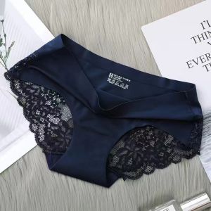 4 Bộ Quần Lót Nữ Ice Silk Cạp Cao Không Đường May Ren Cạp Cotton Kháng Khuẩn Cỡ Lớn Thoải Mại và Thoáng Mát