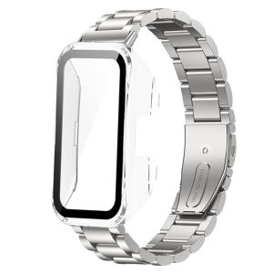 Tempered Glass PC Case + Metal WatchBand For Huawei Band 10 Stainless Steel Strap Bracelet For Huawei Band 8 9 10
