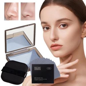 100Pcs Women Face Oil Absorbing Paper with Mirror Makeup Oil Absorbing Facial Paper For Oily Skin