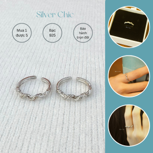 Nhẫn bạc nữ free size Soulmate SILVER CHIC N01 bạc 925