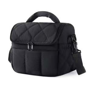 BECORATE Insulated Reusable Lunch Bags for Women Cute Quilted Lightweight Puffy Padded Waterproof Tote in Beige Black Pink Khaki 23x15.2x19.5cm