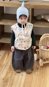 Baby Vest Jacket 2025 Autumn and winter childrens clothing Korean-style childrens wear boys fleece-lined sweatpants set
