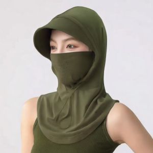 MARINI Vành rộng Mũ chống nắng bằng vải lụa băng Thoáng khí Chống tia cực tím Mũ che nắng Ngoài trời Khô nhanh Mũ trùm đầu có nạ dành cho phụ nữ