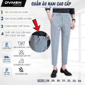 Quần âu nam DVMEN màu ghi sáng co giãn cạp chun quần ẩn thông minh chỉnh phần hông tự tin sơ vin mà không cần thắt lưng