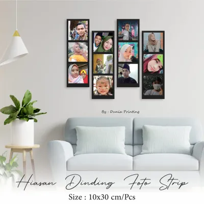 Cetak Foto Strip + Bingkai - harga untuk 4 papan isi 12 foto 30X10 CM - Cocok Buat kamu yg mau dekorasi Rumah.. Papan Mdf Tebal 6 MM Gantelan Besi Awet dan Tahan Luntur hingga puluhan tahun
